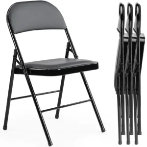 Leather Padded Folding Chair 4 Pack Sturdy Metal