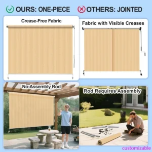 Patio Shades Roll Up Cordless 8'(W)*6'(H)